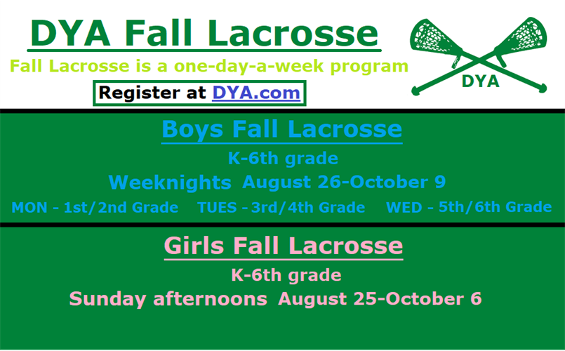 DYA Lacrosse - Fall Registration Open