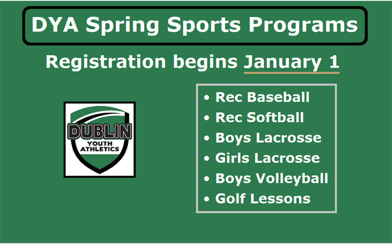 DYA Spring Sports: Registration Begins January 1, 2025