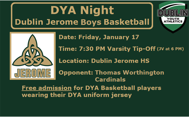 DYA Night at Dublin Jerome Boys Basketball - 1/17/2025