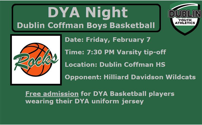 DYA Night at Dublin Coffman Boys Basketball - 2/7/2025